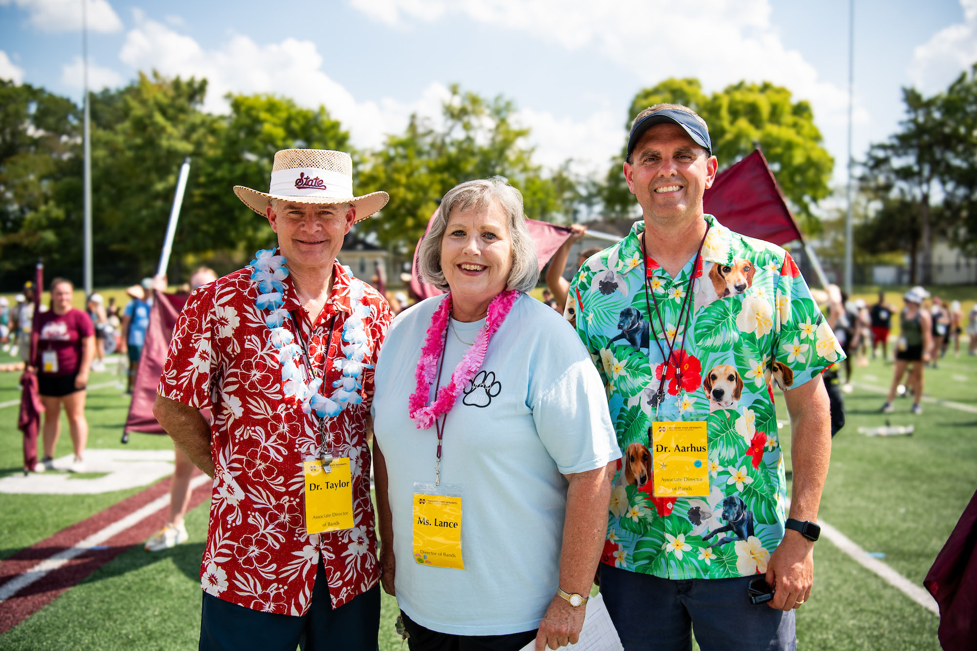 Band leaders posed for a photo on the band practice field