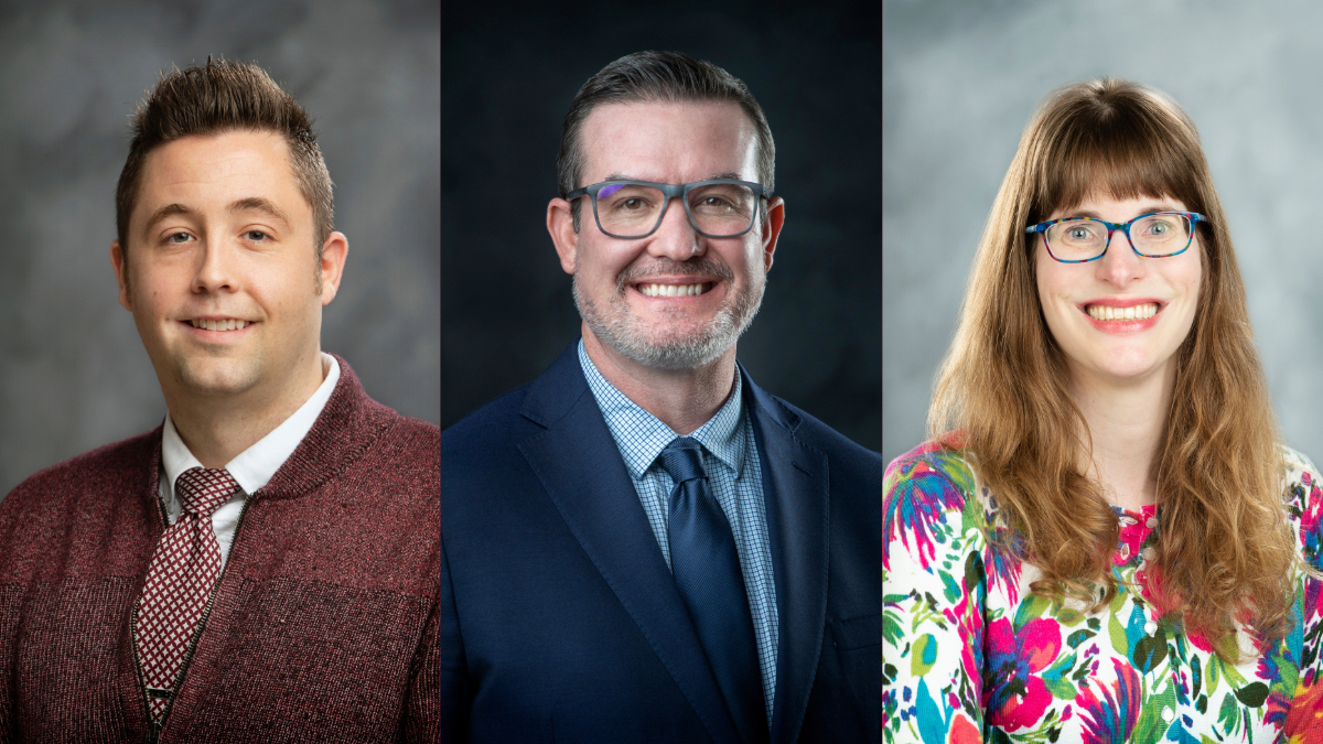 Headshots of three faculty members